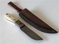 Damascus Knife with Sheath.