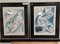 Pair of signed and numbered batman prints