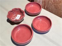 Bybee Pottery Dark Mauve 4pc 5" Bowls-1 Fluted