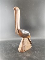 14" Iron wood carving of a pelican