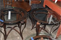 Two Glass & Metal Side Tables
