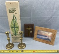 Brass Candlesticks, Christ Candle, Picture Frame
