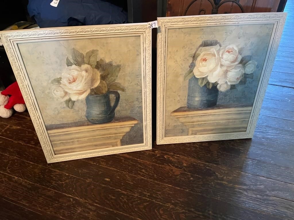 2 framed floral prints