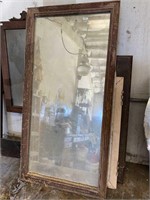 Three antique mirrors in frames, 24 in.² table