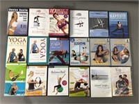 18pc Workout & Exercise DVDs  w/ Yoga Book