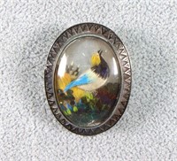 Victorian Silver, Feather & MOP Brooch