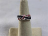 Pink and black sapphire ring