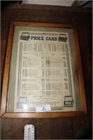 1927 Price Card, The Sheet Metal Products Co