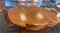 Oak Wooden Dining Table with 6 Chairs