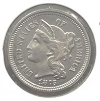 1875 Three Cent Nickel CH Gem BU