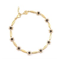 Plated 18KT Yellow Gold 1.25ctw Black Sapphire and