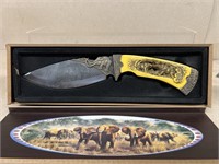 Elephant carved handled knife