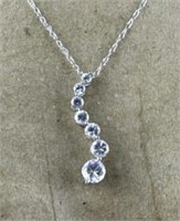 10K White Gold & White Sapphire Pendant Necklace