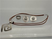 925 Silver pendant earrings ring