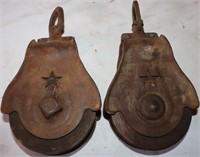 2 Starlight Metal Pulleys w/ Wood Wheels