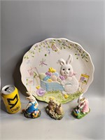 Easter bunny plate and other decorations