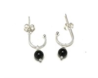 Sterling Silver 1.8 Ct Black Onyx Earrings