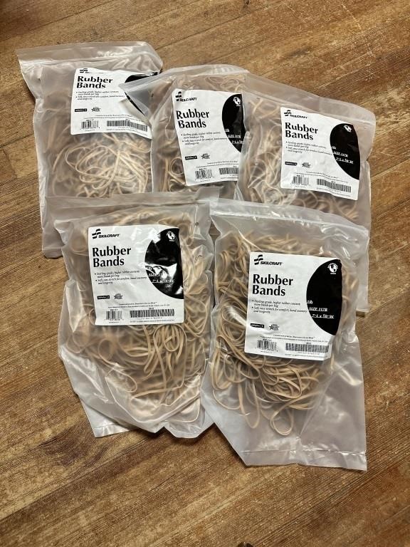 Lot of 5 —1 lb bags of Skilcraft Rubber Bands..7