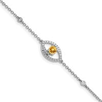 14 Kt- White Gold  Diamond Citrine Bracelet