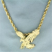 Diamond Cut American Eagle Necklace in 10K Yellow