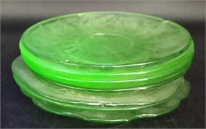 Uranium Depression Glass Saucers, 6"