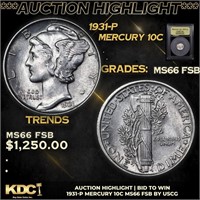 ***Auction Highlight*** 1931-p Mercury Dime 10c Gr