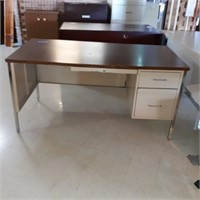 2 drawer metal desk with wood top