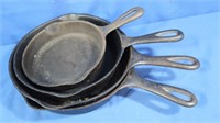 Set of 4 Cast Iron Skillets- 2-9" Wagner, 8"