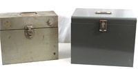 Pair Vintage Metal File/Storage Boxes