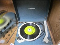 Shelf Lot-Vtg. Emerson Record Player & 3 Tins