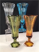 (4) Fostoria Coin Glass Vases