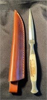 New Bone Handled Damascus Blade Knife with Sheath