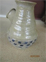 Vintage Stoneware ceramic No Handle pitcher signed