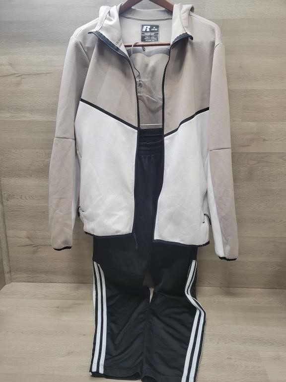 Russell Hooded Sweatshirt + Adidas Sweatpants