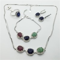 $2000 Silver Ruby,Emerald,Sapphire Set