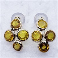 Certified 14K Fancy Yellow Sapphire(3ct) Earrings