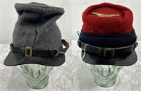 Lot Of 2 American Civil War Renactors Caps