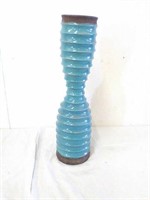 Tall 19" turquoise colored ceramc vase