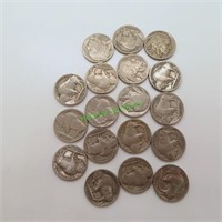 18-Buffalo nickels 1920 to 1937. All nice shape