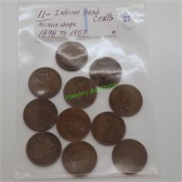 11- Indian head cents all nice shape 1898 to 1907