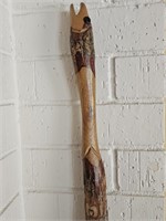 Hand Carved Walking Stick, Folk Art