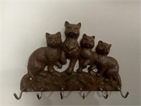 Cast iron cat key rack holder