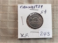 1939 Canada Five Cents XF