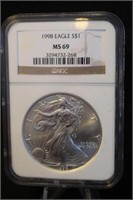 1998 Certified 1oz .999 Silver American Eagle