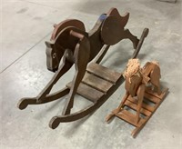 2 wooden rocking horses