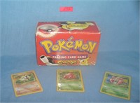 Pokemon dealer display empty box and 3 early cards