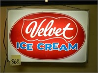 Lighted Velvet Ice Cream Sign, 16"x25"