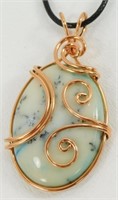 Dendritic Opal Copper Wire-Wrapped 2.3" Pendant