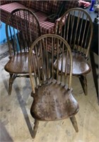 Lot of 3 Vintage Cherry Brace-back Windsor Chairs