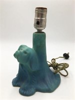 Van Briggle Dog Lamp with Original Shade.